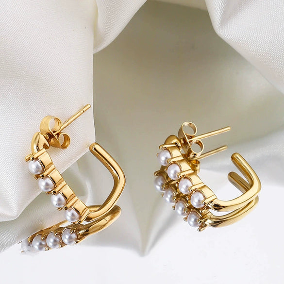 Wholesale Geometric Stainless Steel 18K Gold Electroplated Women's Earrings