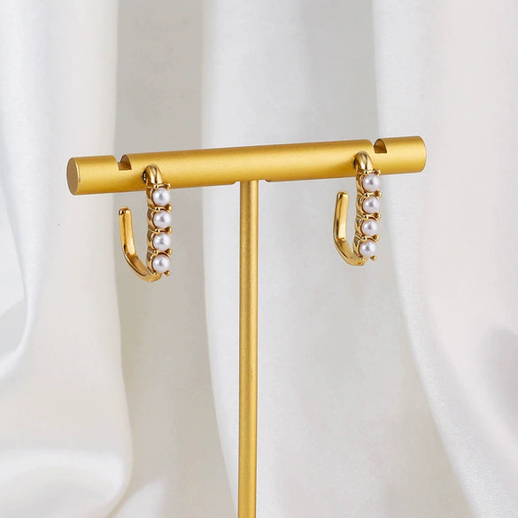 Wholesale Geometric Stainless Steel 18K Gold Electroplated Women's Earrings
