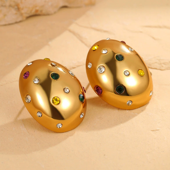 Wholesale Geometric Stainless Steel 18K Gold Electroplated Women's Earrings