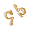Wholesale Geometric Stainless Steel 18K Gold Plated Asymmetrical Liquid Curved Ear Clip Earrings For Women
