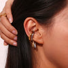 Wholesale Geometric Stainless Steel 18K Gold Plated Asymmetrical Liquid Curved Ear Clip Earrings For Women
