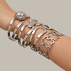Wholesale Geometric Stainless Steel 18K Gold Plated Bracelet Set With Large Round Beads And Exaggerated Unique Design