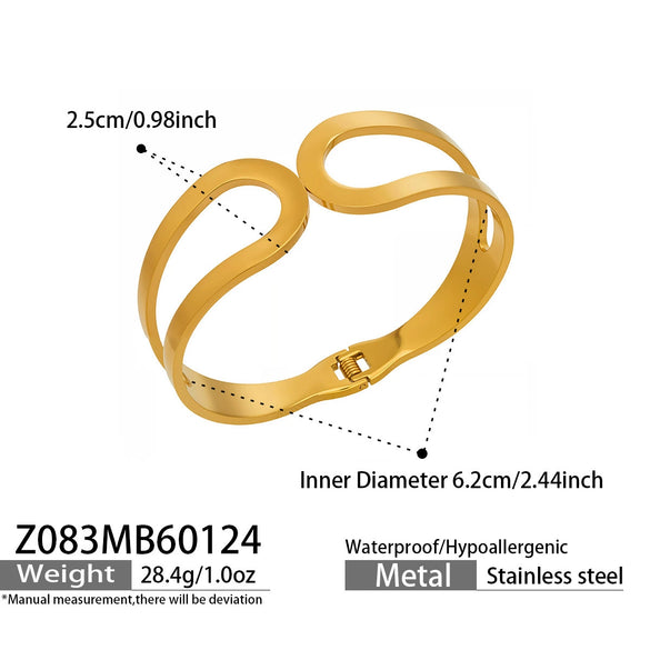 Wholesale Geometric Stainless Steel 18K Gold Plated Bracelet Set With Large Round Beads And Exaggerated Unique Design