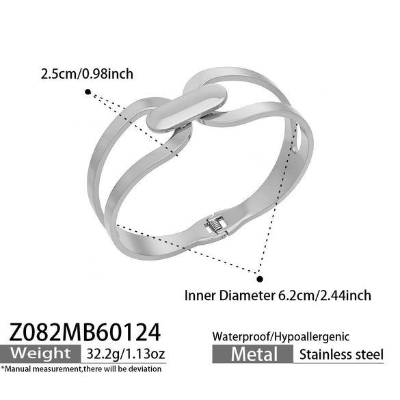 Wholesale Geometric Stainless Steel 18K Gold Plated Bracelet Set With Large Round Beads And Exaggerated Unique Design
