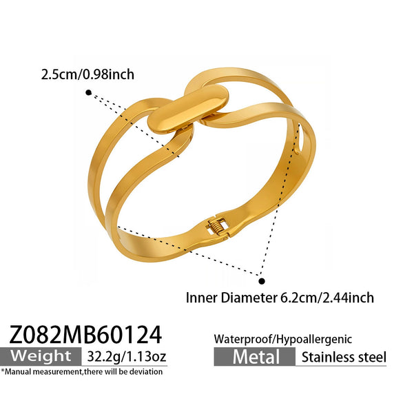 Wholesale Geometric Stainless Steel 18K Gold Plated Bracelet Set With Large Round Beads And Exaggerated Unique Design