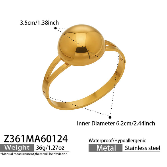 Wholesale Geometric Stainless Steel 18K Gold Plated Bracelet Set With Large Round Beads And Exaggerated Unique Design