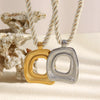 Wholesale Geometric Stainless Steel 18K Gold Plated Braided Rope Square Cut Out Pendant Necklace For Women
