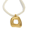 Wholesale Geometric Stainless Steel 18K Gold Plated Braided Rope Square Cut Out Pendant Necklace For Women