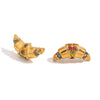 Wholesale Geometric Stainless Steel 18K Gold Plated Casting Microset Rhinestone Horn Earrings For Women