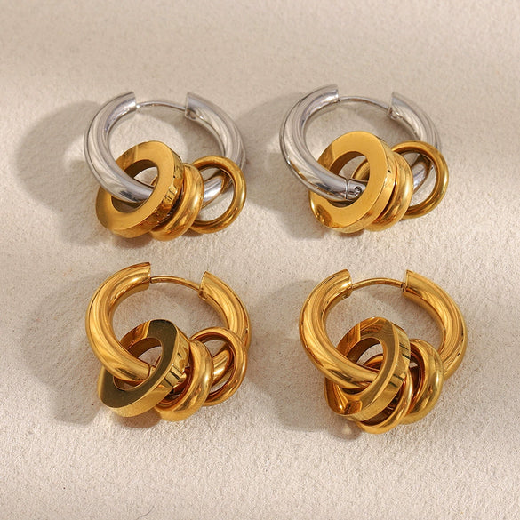 Wholesale Geometric Stainless Steel 18K Gold Plated Casual Earrings For Women