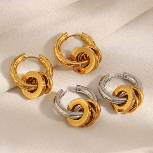 Wholesale Geometric Stainless Steel 18K Gold Plated Casual Earrings For Women