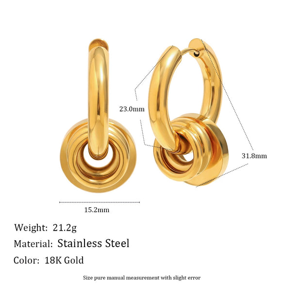 Wholesale Geometric Stainless Steel 18K Gold Plated Casual Earrings For Women