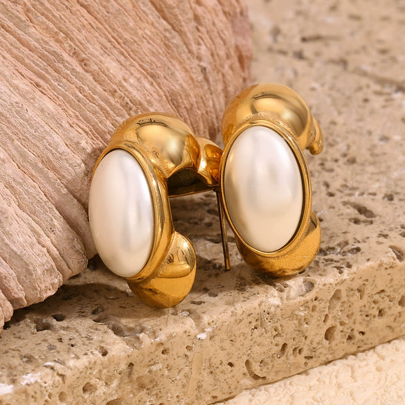 Wholesale Geometric Stainless Steel 18K Gold Plated Caterpillar Earrings For Women