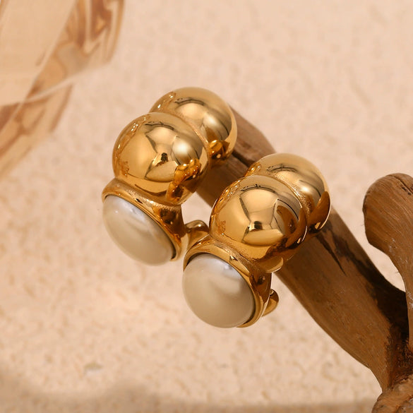 Wholesale Geometric Stainless Steel 18K Gold Plated Caterpillar Earrings For Women