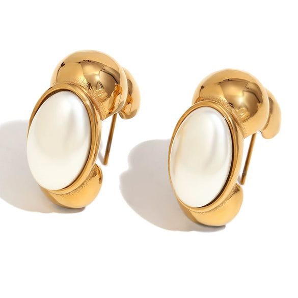 Wholesale Geometric Stainless Steel 18K Gold Plated Caterpillar Earrings For Women