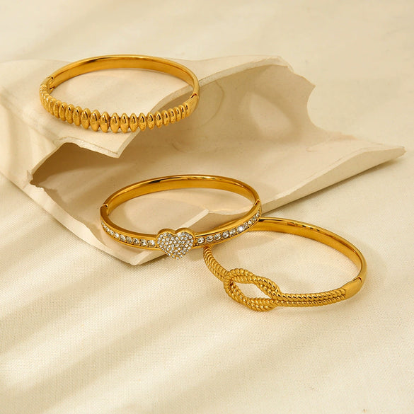 Wholesale Geometric Stainless Steel 18K Gold Plated Diamond Love Bracelet For Women