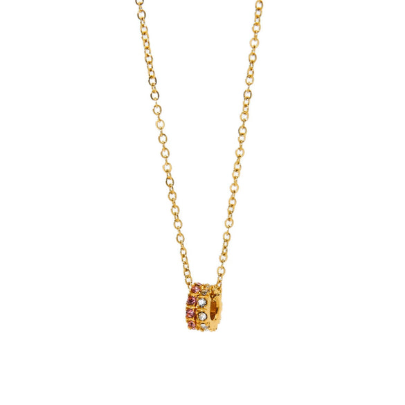 Wholesale Geometric Stainless Steel 18K Gold Plated Doublering Flower Pendant Oshaped Chain Necklace For Women
