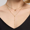 Wholesale Geometric Stainless Steel 18K Gold Plated Doublering Flower Pendant Oshaped Chain Necklace For Women