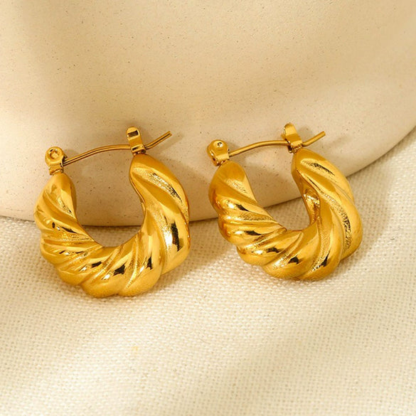 Wholesale Geometric Stainless Steel 18K Gold Plated Earrings For Women