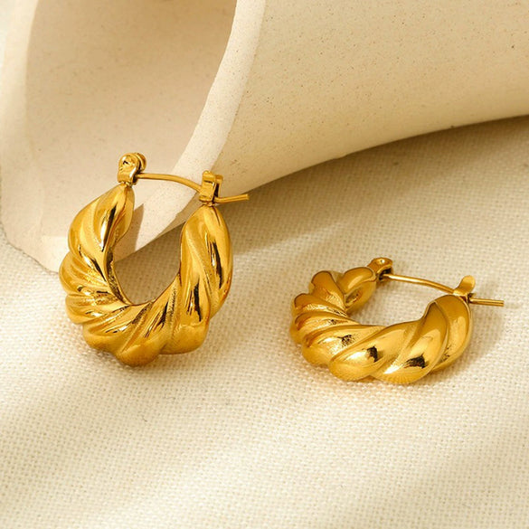 Wholesale Geometric Stainless Steel 18K Gold Plated Earrings For Women