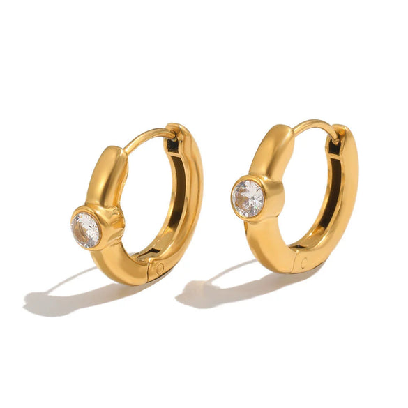 Wholesale Geometric Stainless Steel 18K Gold Plated Exquisite Zircon Ear Clips For Women