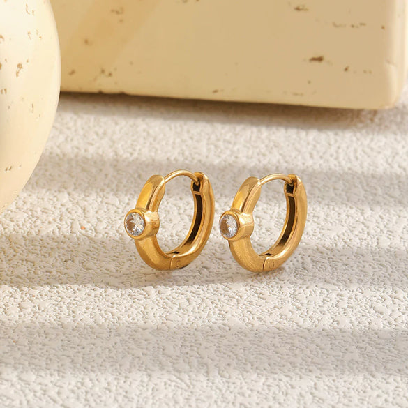 Wholesale Geometric Stainless Steel 18K Gold Plated Exquisite Zircon Ear Clips For Women