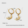 Wholesale Geometric Stainless Steel 14K Gold Plated Eye And Moon Pendant Hoop Earrings For Women