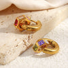 Wholesale Geometric Stainless Steel 18K Gold Plated Hoop Earrings For Women Light Luxury Style
