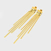 Wholesale Geometric Stainless Steel 18K Gold Plated Long Blade Chain Tassel Earrings For Women