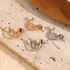 Wholesale Geometric Stainless Steel 18K Gold Plated Mini Twisted Pearl Earrings For Women