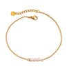 Wholesale Geometric Stainless Steel 18K Gold Plated Natural Freshwater Pearl Anklet Stylish And Quiet Design Minimalist Style