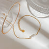 Wholesale Geometric Stainless Steel 18K Gold Plated Natural Freshwater Pearl Anklet Stylish And Quiet Design Minimalist Style