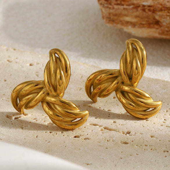 Wholesale Geometric Stainless Steel 18K Gold Plated Niche Style Earrings For Women