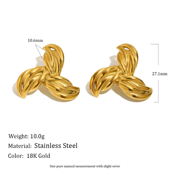 Wholesale Geometric Stainless Steel 18K Gold Plated Niche Style Earrings For Women