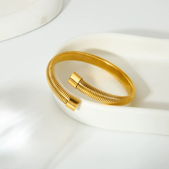 Wholesale Geometric Stainless Steel 18K Gold Plated Open Bracelet Jewelry For Women