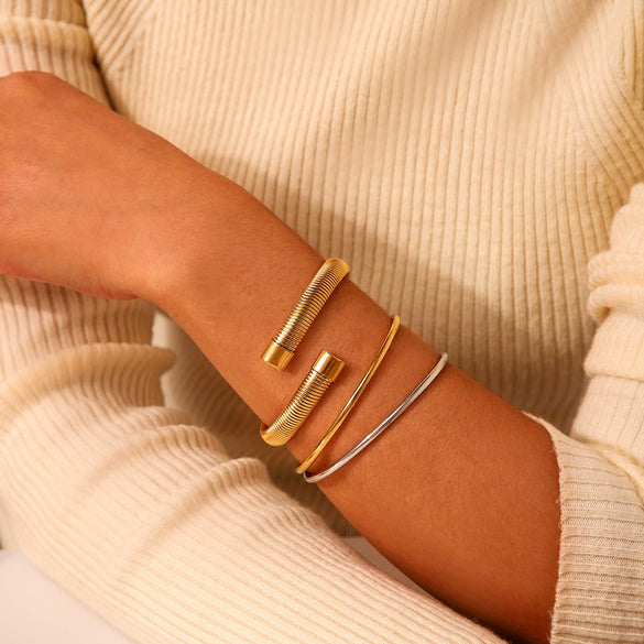 Wholesale Geometric Stainless Steel 18K Gold Plated Open Bracelet Jewelry For Women