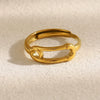 Wholesale Geometric Stainless Steel 18K Gold Plated Open Ring For Women Light Luxury Style