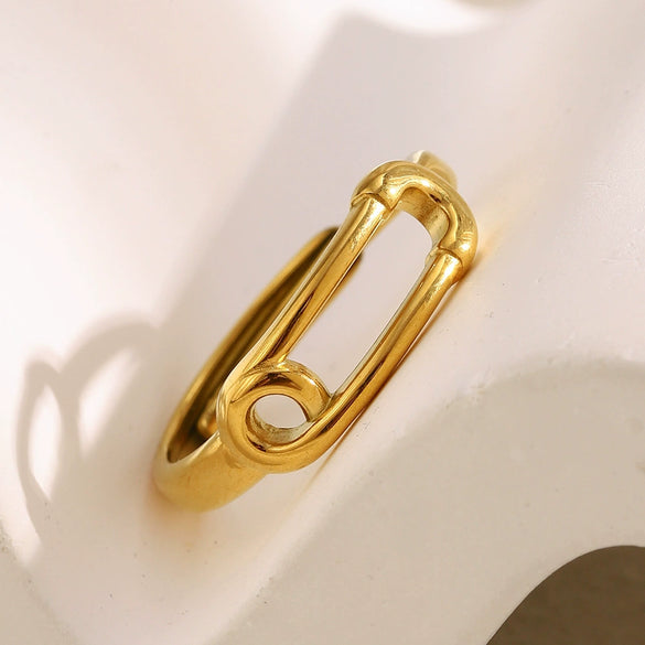 Wholesale Geometric Stainless Steel 18K Gold Plated Open Ring For Women Light Luxury Style