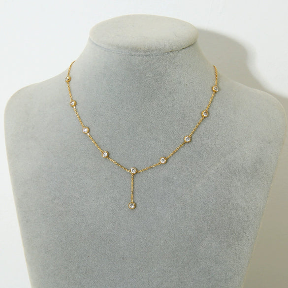 Wholesale Geometric Stainless Steel 18K Gold Plated Oshaped Chain Tassel Yshaped Necklace For Women