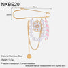 Wholesale Geometric Stainless Steel 18K Gold Plated Pearl Tassel Pendant Brooch Pin Unisex Clothing Accessories
