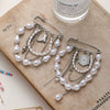 Wholesale Geometric Stainless Steel 18K Gold Plated Pearl Tassel Pendant Brooch Pin Unisex Clothing Accessories