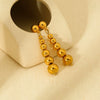 Wholesale Geometric Stainless Steel 18K Gold Plated Polished Water Drop Bead String Earrings For Women