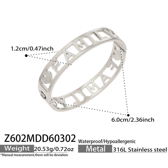 Wholesale Geometric Stainless Steel 18K Gold Plated Ringshaped Hollow Letter Clasp Bracelet Set