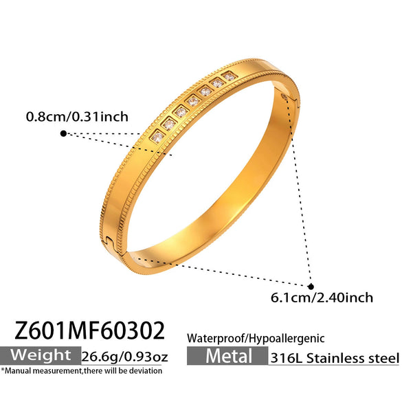 Wholesale Geometric Stainless Steel 18K Gold Plated Ringshaped Hollow Letter Clasp Bracelet Set