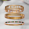 Wholesale Geometric Stainless Steel 18K Gold Plated Ringshaped Hollow Letter Clasp Bracelet Set