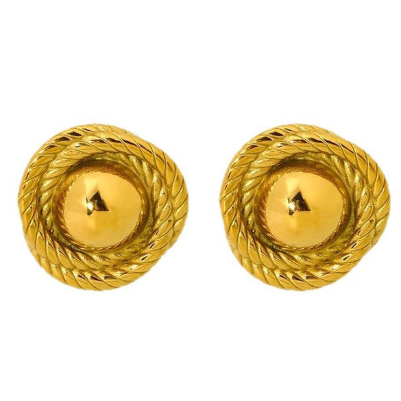 Wholesale Geometric Stainless Steel 18K Gold Plated Round Earrings For Women