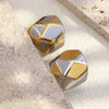 Wholesale Geometric Stainless Steel 18K Gold Plated Stereo Gold Ball Ring For Women In Light Luxury Style