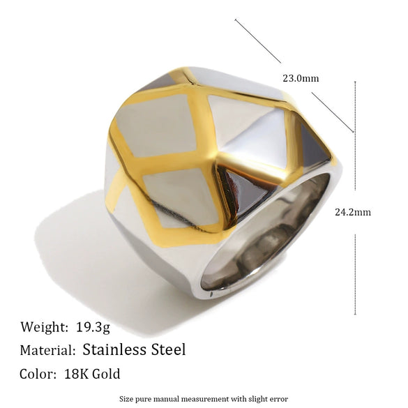 Wholesale Geometric Stainless Steel 18K Gold Plated Stereo Gold Ball Ring For Women In Light Luxury Style
