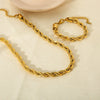 Wholesale Geometric Stainless Steel 18K Gold Plated Twist Chain Bracelet Necklace For Women