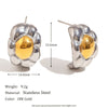 Wholesale Geometric Stainless Steel 18K Gold Plated Twocolor Armor Wide Horn Earrings For Women